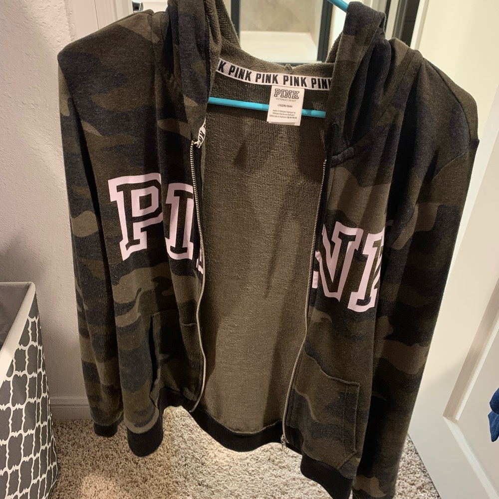Victoria secret pink camo zip up